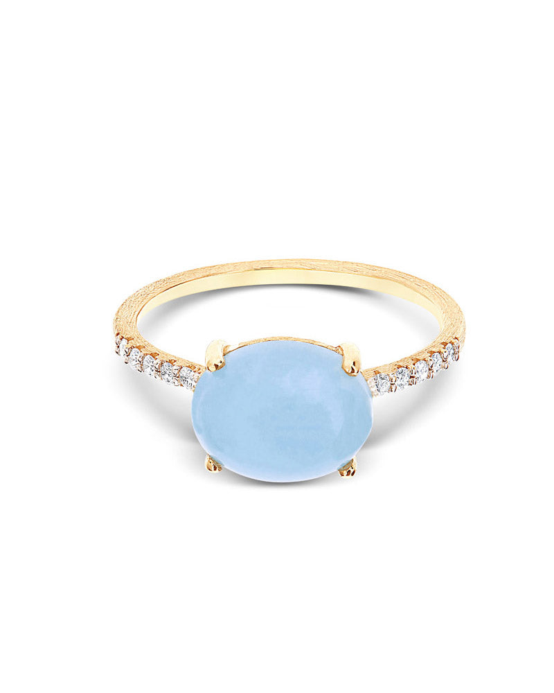 Nanis Anello "DANCING AZURE" Impilabile In Oro, Diamanti E Acquamarina (gran – Nanis Italian Jewels