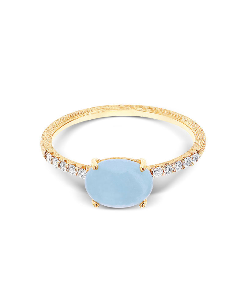 Nanis Anello "DANCING AZURE" Impilabile In Oro, Diamanti E Acquamarina (medi – Nanis Italian Jewels