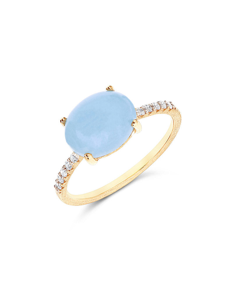Nanis Anello "DANCING AZURE" impilabile in oro, diamanti e acquamarina (gran – Nanis Italian Jewels