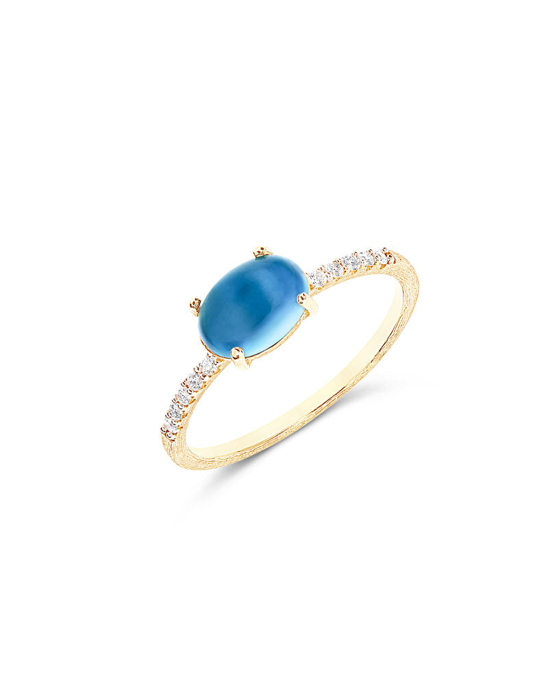 Nanis Anello "DANCING AZURE" in oro, diamanti e topazio London blu (medio) – Nanis Italian Jewels