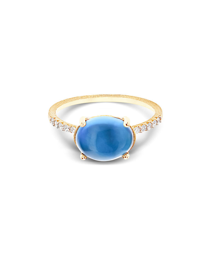 Nanis Anello "DANCING AZURE" In Oro, Diamanti E Topazio London Blu (grande) – Nanis Italian Jewels