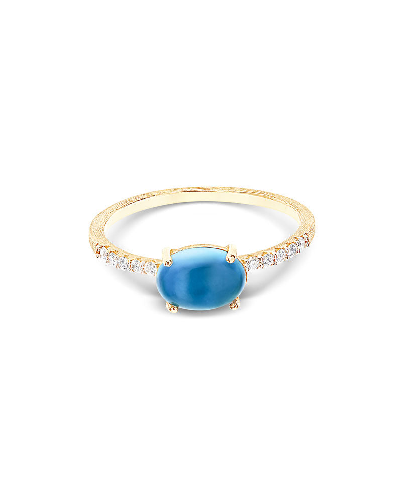Nanis Anello "DANCING AZURE" In Oro, Diamanti E Topazio London Blu (medio) – Nanis Italian Jewels