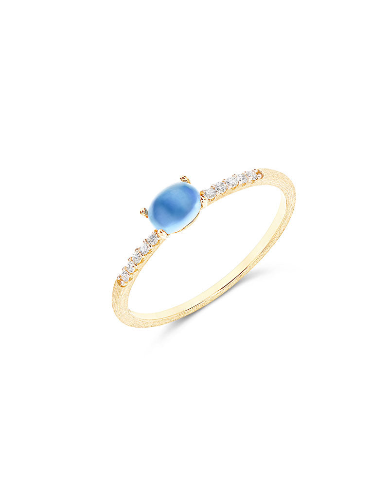 Nanis Anello "DANCING AZURE" in oro, diamanti e topazio London blu (piccolo) – Nanis Italian Jewels