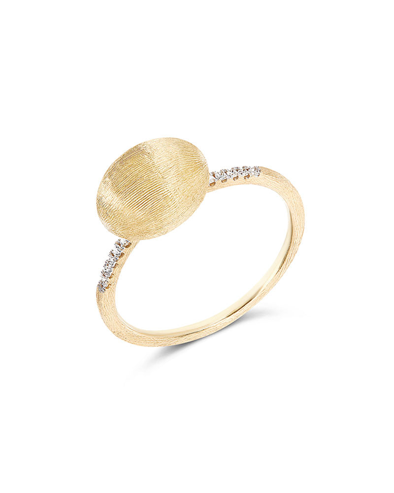 Nanis Anello "DANCING ÉLITE" Con Boule In Oro Incisa A Mano E Pavé Di Diaman – Nanis Italian Jewels
