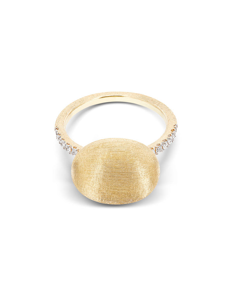 Nanis Anello "DANCING ÉLITE" Con Boule In Oro Incisa A Mano E Pavé Di Diaman – Nanis Italian Jewels