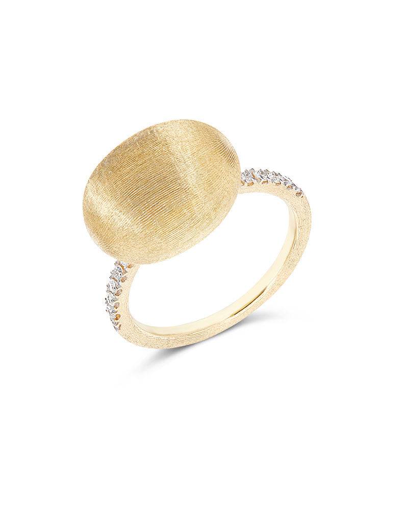 Nanis Anello "DANCING ÉLITE" Con Boule In Oro Incisa A Mano E Pavé Di Diaman – Nanis Italian Jewels