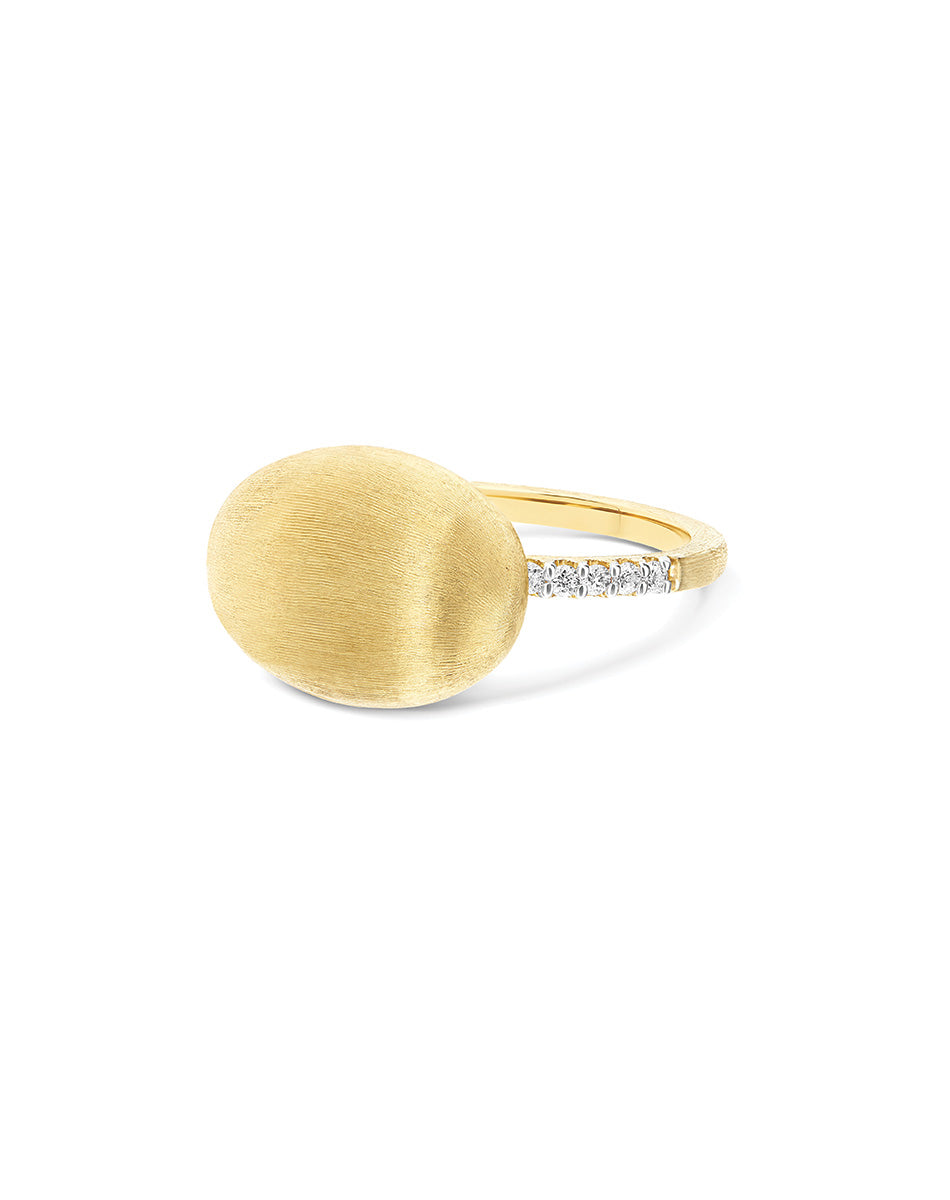 Nanis Anello "DANCING ÉLITE" con boule in oro incisa a mano e pavé di diaman – Nanis Italian Jewels