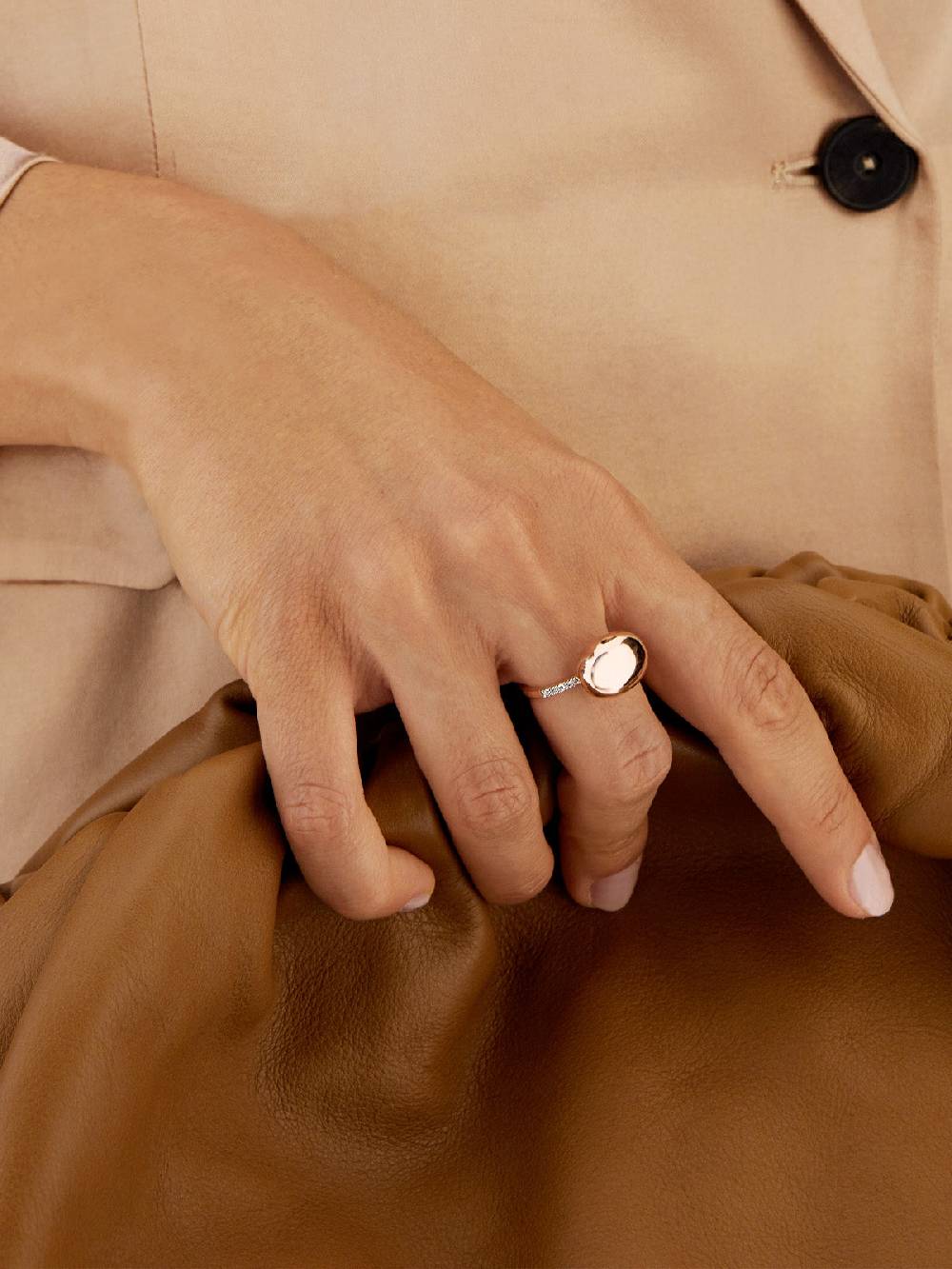 Nanis Anello "DANCING ÉLITE" Con Boule In Oro Rosa E Pavè Di Diamanti (medio – Nanis Italian Jewels