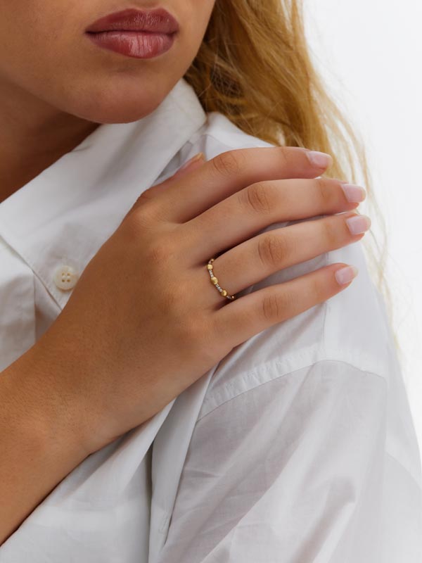 Nanis Anello "DANCING ÉLITE" Con Boules In Oro E Barrette Di Diamanti – Nanis Italian Jewels