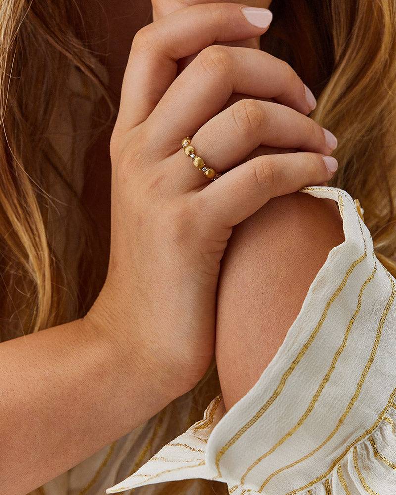 Nanis Anello "DANCING ÉLITE" Con Diamanti E Boules Piccole In Oro – Nanis Italian Jewels
