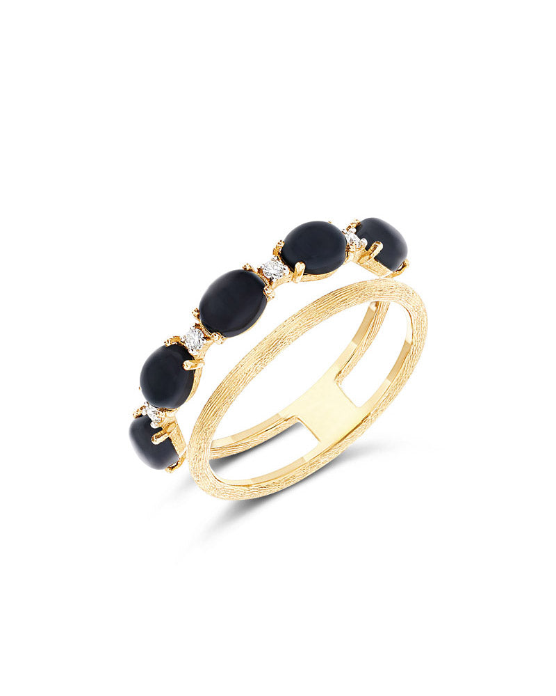 Nanis Anello "DANCING MYSTERY BLACK" a doppia fascia in oro, diamanti e onic – Nanis Italian Jewels