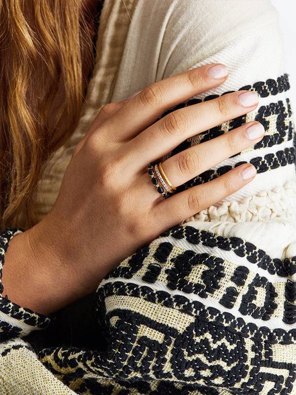 Nanis Anello "DANCING MYSTERY BLACK" A Tripla Fascia, In Oro, Pavé Di Diaman – Nanis Italian Jewels