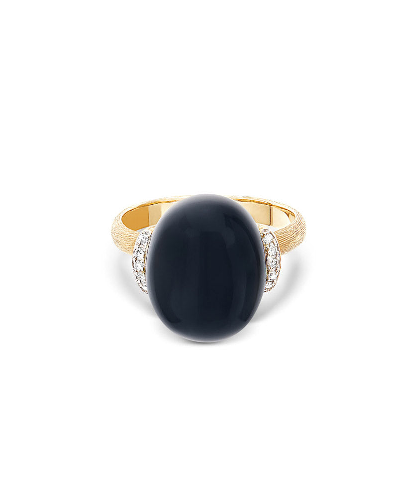 Nanis Anello "DANCING MYSTERY BLACK" Con Boule In Oro, Diamanti E Onice Nero – Nanis Italian Jewels