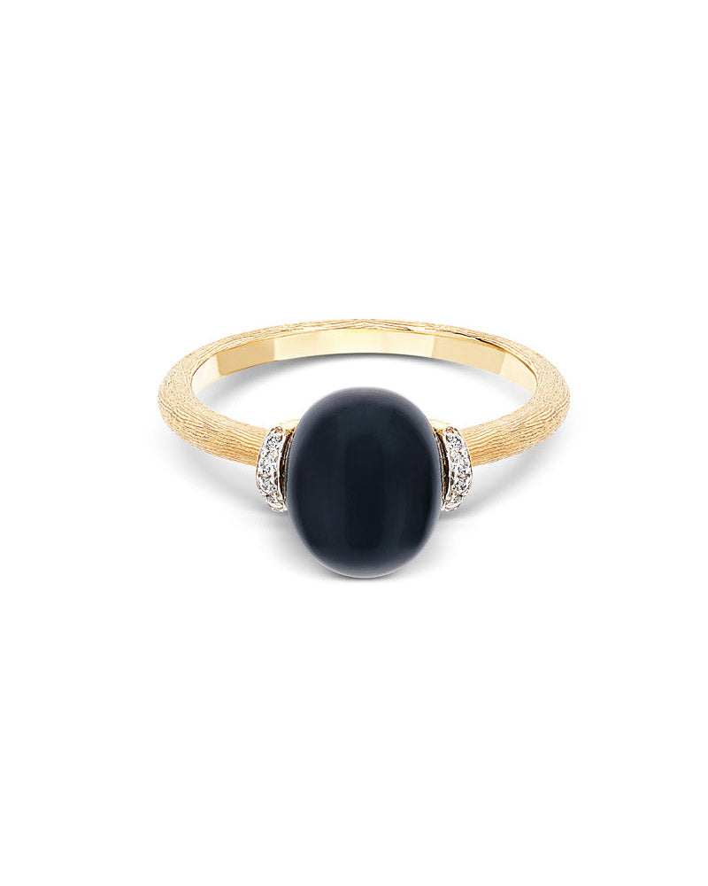 Nanis Anello "DANCING MYSTERY BLACK" Con Boule In Oro, Diamanti E Onice Nero – Nanis Italian Jewels
