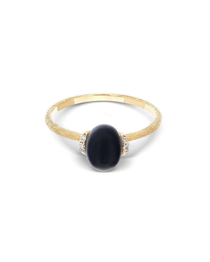 Nanis Anello "DANCING MYSTERY BLACK" Con Boule In Oro, Diamanti E Onice Nero – Nanis Italian Jewels