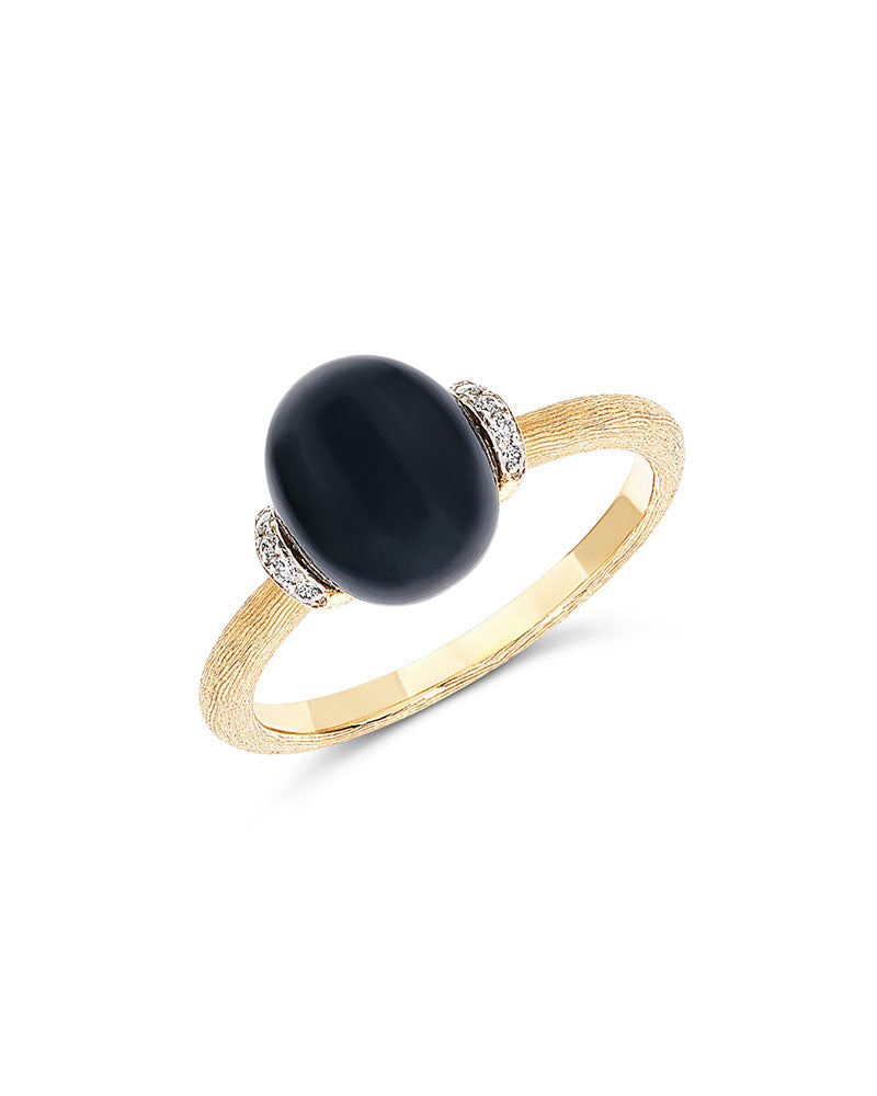 Nanis Anello "DANCING MYSTERY BLACK" con boule in oro, diamanti e onice nero – Nanis Italian Jewels