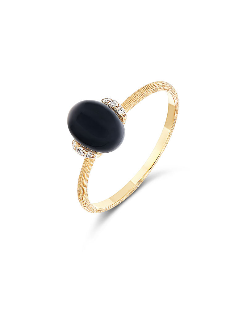 Nanis Anello "DANCING MYSTERY BLACK" con boule in oro, diamanti e onice nero – Nanis Italian Jewels