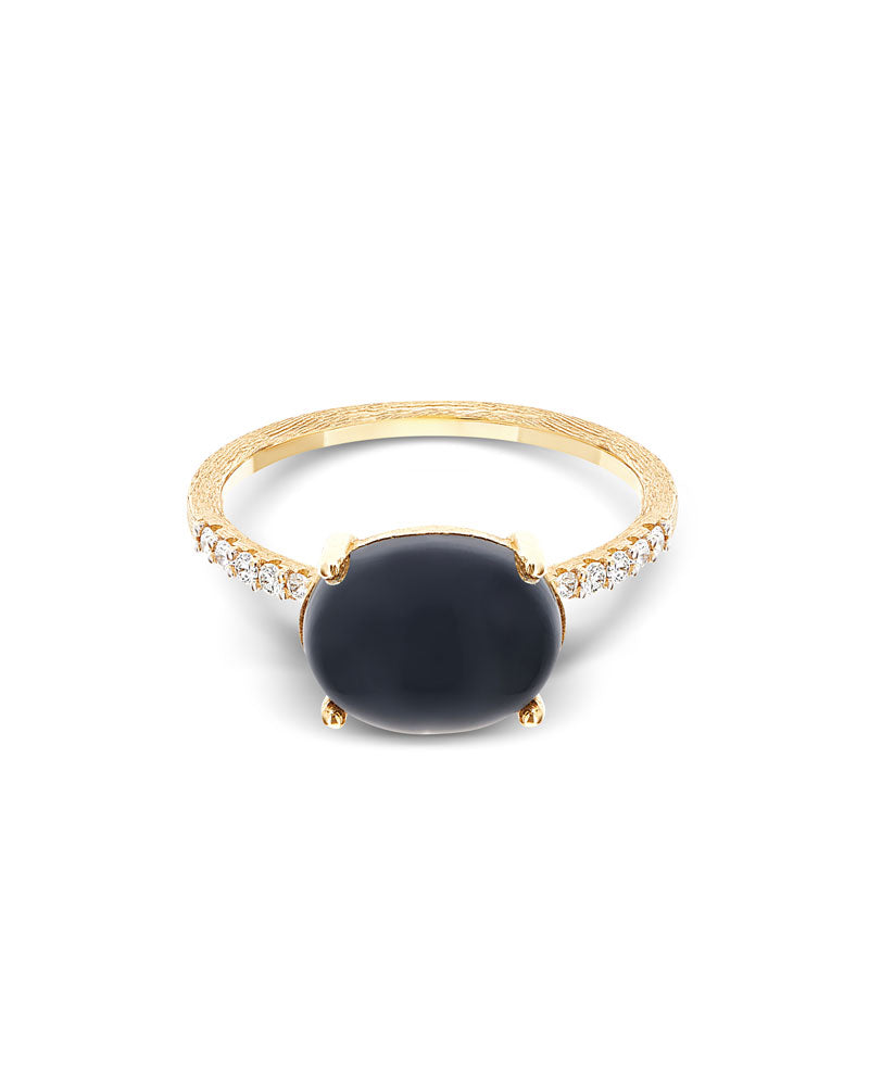 Nanis Anello "DANCING MYSTERY BLACK" Impilabile In Oro, Diamanti E Onice Ner – Nanis Italian Jewels