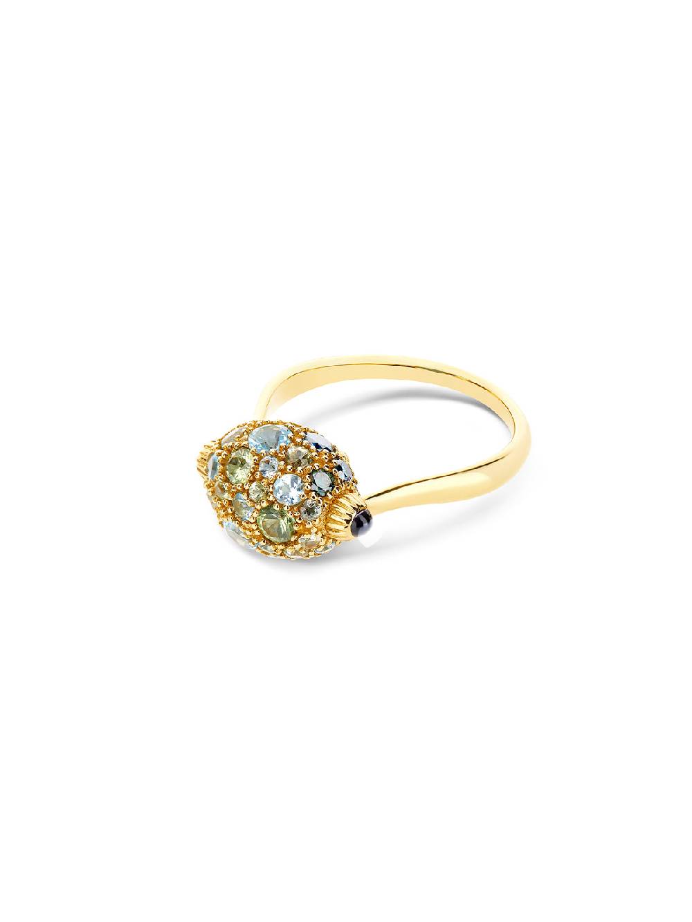 Nanis Anello "DANCING REVERSE" Double Face In In Oro, Diamanti Blu, Topazio – Nanis Italian Jewels