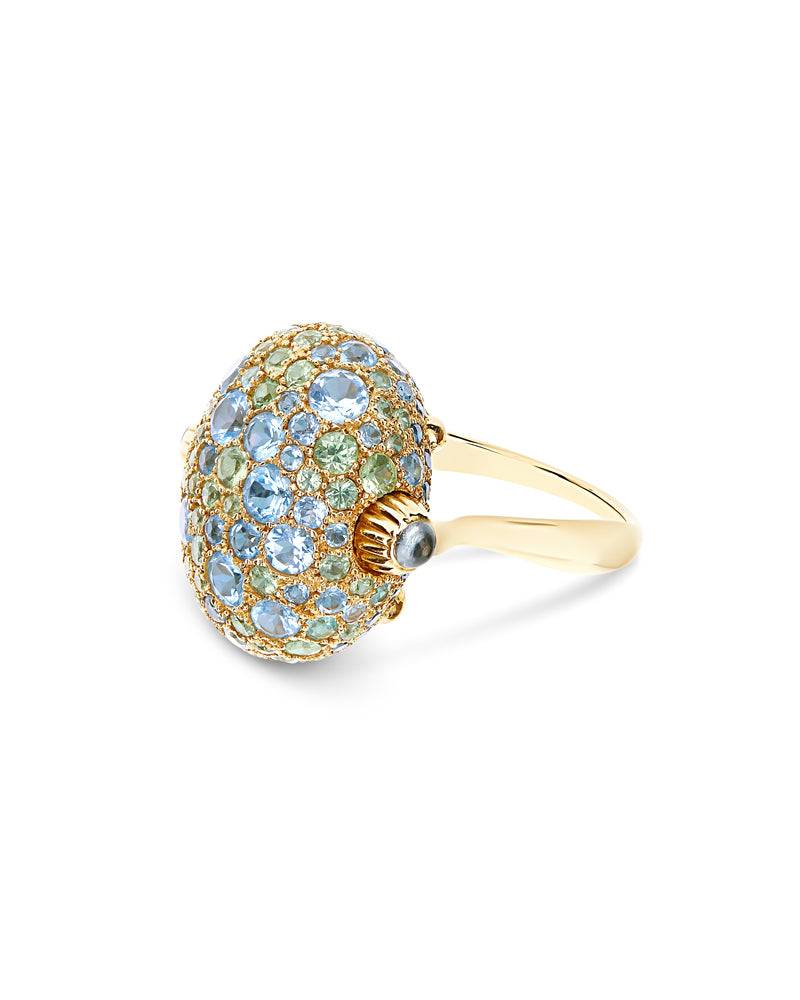 Nanis Anello "DANCING REVERSE" Double Face In In Oro, Diamanti Blu, Topazio – Nanis Italian Jewels