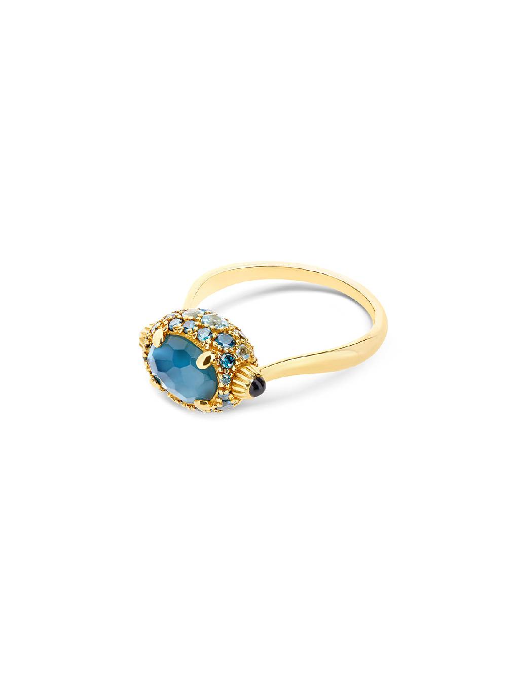 Nanis Anello "DANCING REVERSE" double face in in oro, diamanti blu, topazio – Nanis Italian Jewels