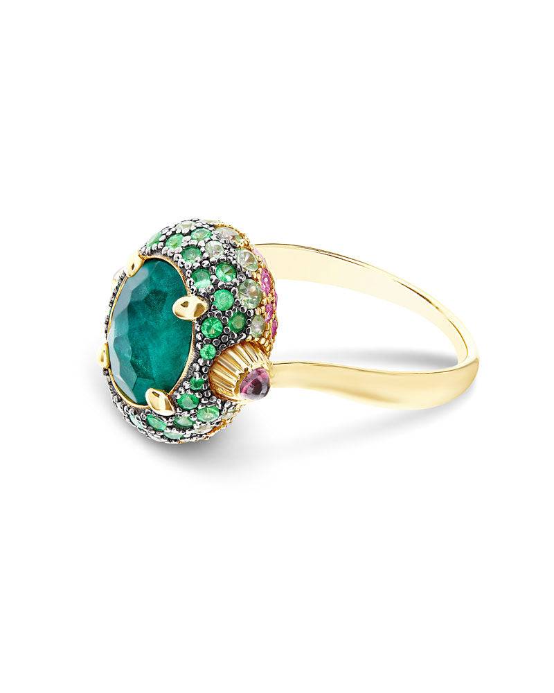 Nanis Anello "DANCING REVERSE" double face in oro, diamanti, tsavorite, amet – Nanis Italian Jewels