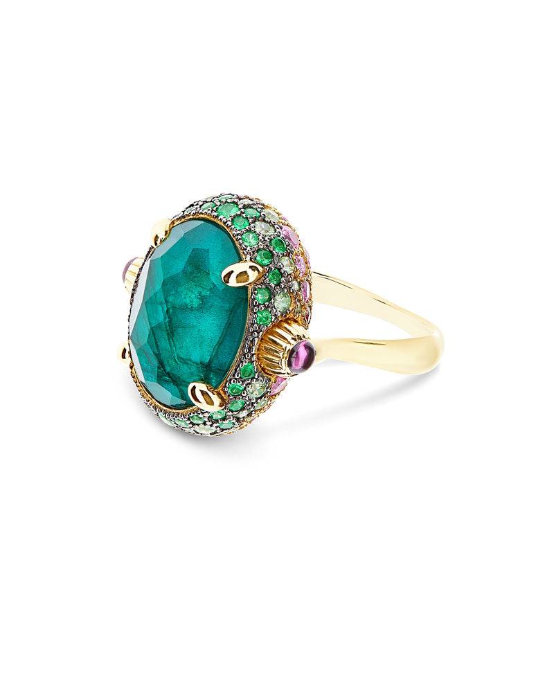 Nanis Anello "DANCING REVERSE" double face in oro, diamanti, tsavorite, amet – Nanis Italian Jewels