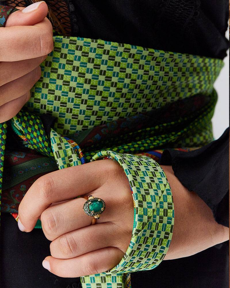 Nanis Anello "DANCING REVERSE" Double Face In Oro, Diamanti, Tsavorite, Amet – Nanis Italian Jewels