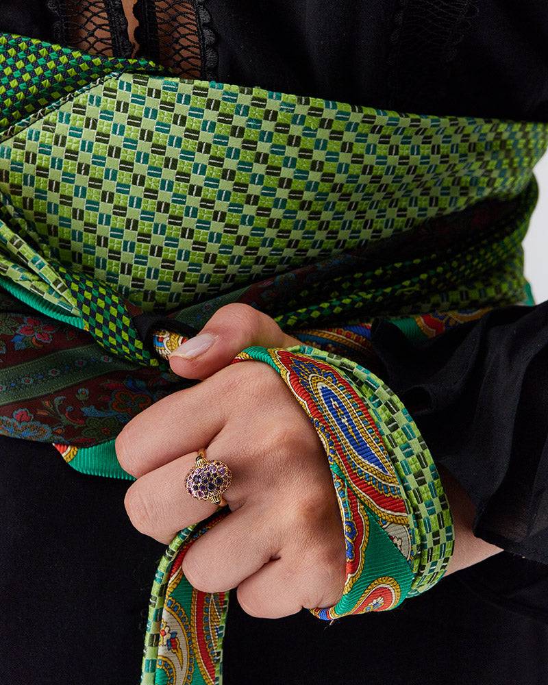 Nanis Anello "DANCING REVERSE" Double Face In Oro, Diamanti, Tsavorite, Amet – Nanis Italian Jewels