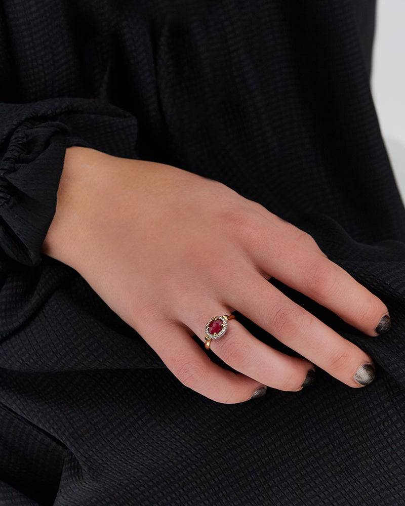 Nanis Anello "DANCING REVERSE" Double Face In Oro, Rubini, Diamanti E Crista – Nanis Italian Jewels