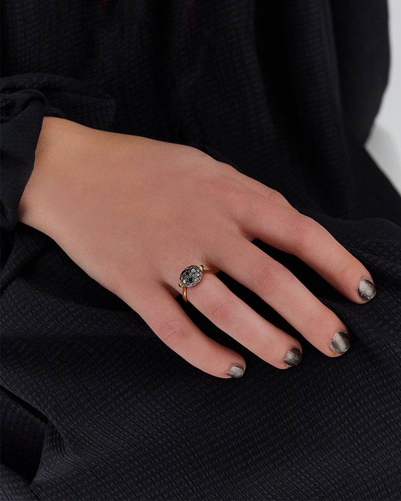 Nanis Anello "DANCING REVERSE" Double Face In Oro, Rubini, Diamanti E Crista – Nanis Italian Jewels