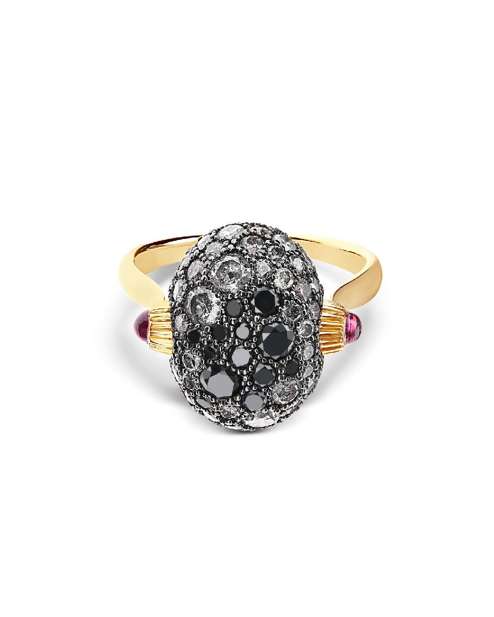 Nanis Anello "DANCING REVERSE" Double Face In Oro, Rubini, Diamanti E Crista – Nanis Italian Jewels