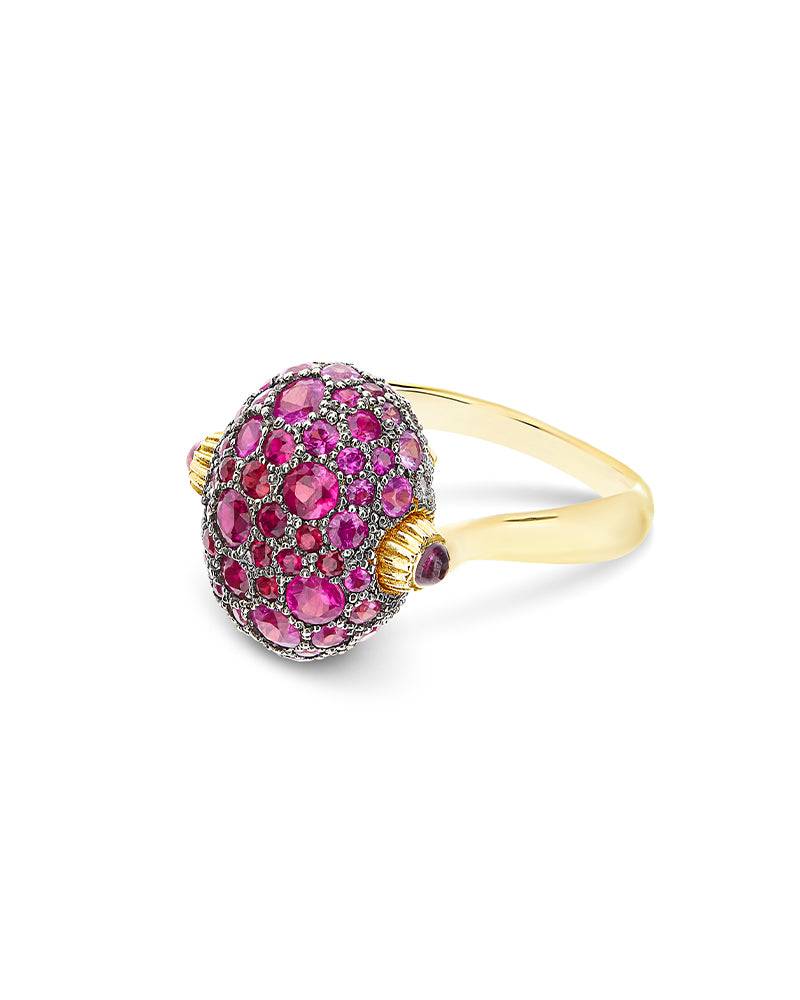 Nanis Anello "DANCING REVERSE" Double Face In Oro, Zaffiri Rosa, Rubini, Opa – Nanis Italian Jewels