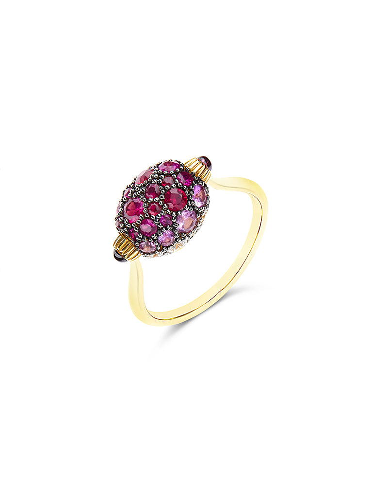 Nanis Anello "DANCING REVERSE" Double Face In Oro, Zaffiri Rosa, Rubini, Opa – Nanis Italian Jewels