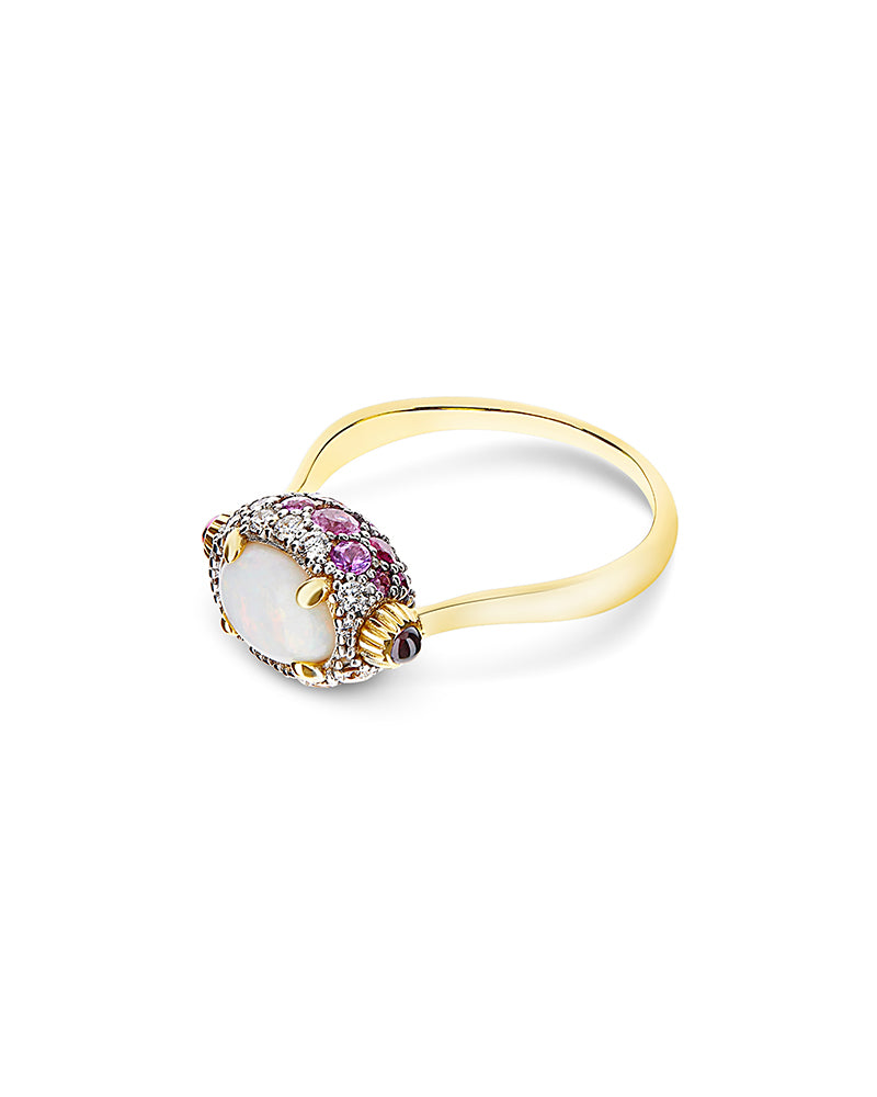 Nanis Anello "DANCING REVERSE" double face in oro, zaffiri rosa, rubini, opa – Nanis Italian Jewels