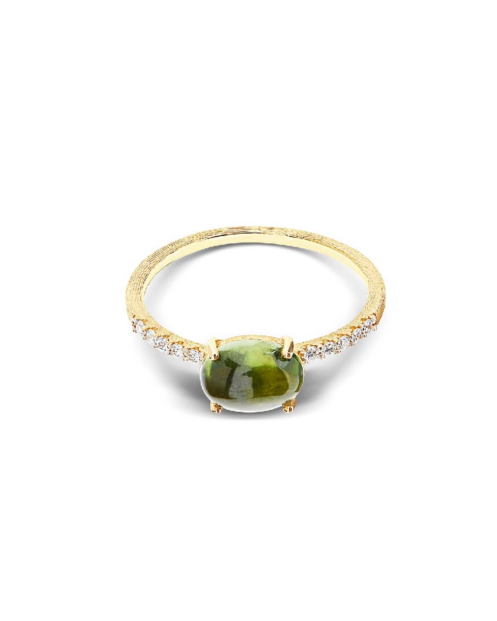 Nanis Anello "DANCING TOURMALINES" In Oro, Diamanti E Tormalina Verde (medio – Nanis Italian Jewels