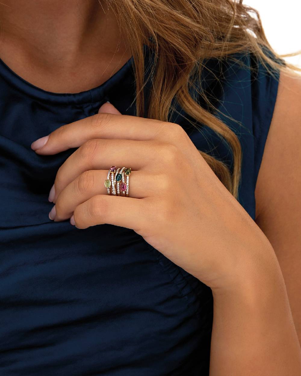 Nanis Anello "DANCING TOURMALINES" In Oro E Tormaline Colorate – Nanis Italian Jewels