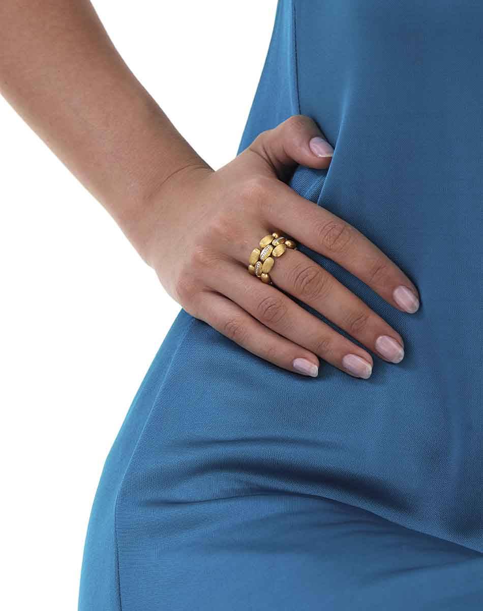 Nanis Anello “Diva” A Tripla Fascia In Oro E Diamanti – Nanis Italian Jewels