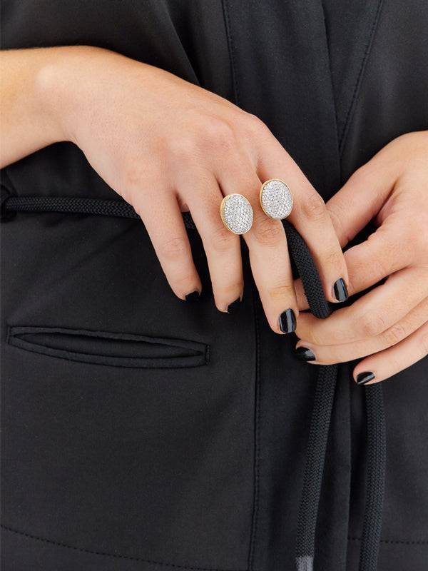 Nanis Anello Iconico "BUBBLE" Con Due Boules In Oro E Diamanti (grande) – Nanis Italian Jewels