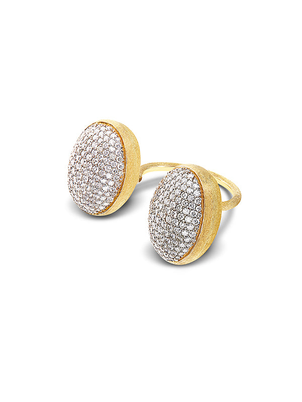 Nanis Anello Iconico "BUBBLE" Con Due Boules In Oro E Diamanti (grande) – Nanis Italian Jewels
