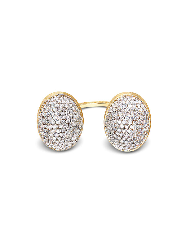 Nanis Anello Iconico "BUBBLE" Con Due Boules In Oro E Diamanti (grande) – Nanis Italian Jewels