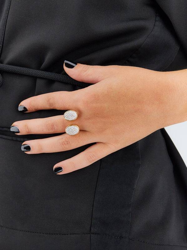 Nanis Anello Iconico "BUBBLE" Con Due Boules In Oro E Diamanti (piccolo) – Nanis Italian Jewels