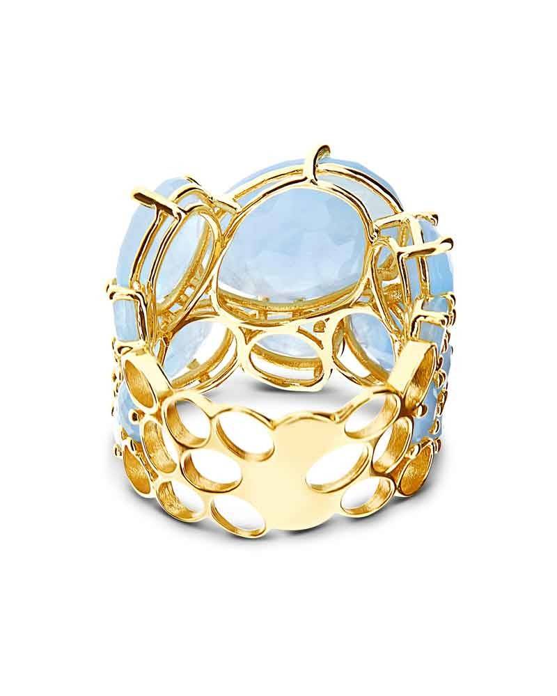 Nanis Anello "IPANEMA" A Fascia In Oro E Acquamarina – Nanis Italian Jewels