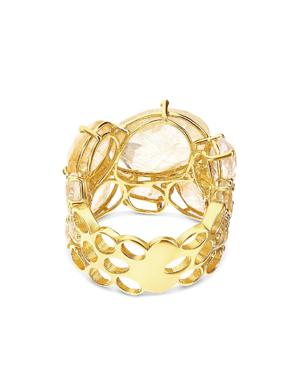 Nanis Anello "IPANEMA" A Fascia In Oro E Quarzo Rutilato Giallo – Nanis Italian Jewels
