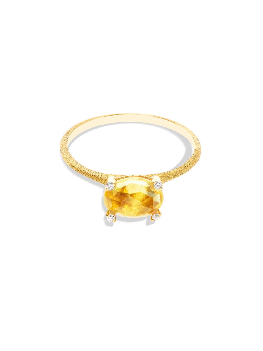 Nanis Anello "IPANEMA" In Oro, Quarzo Citrino E Dettagli Di Diamanti – Nanis Italian Jewels