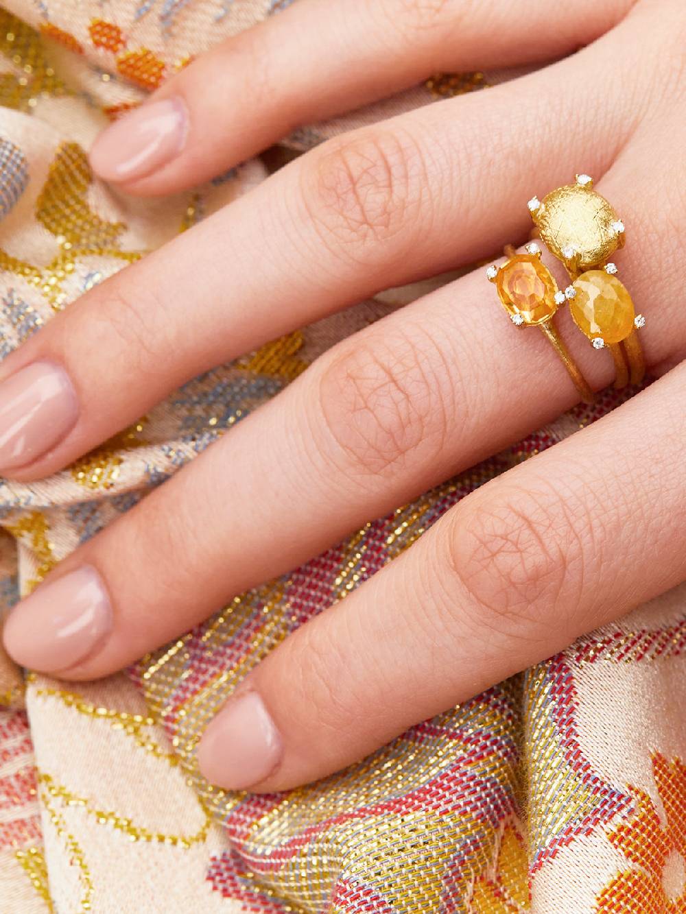 Nanis Anello "IPANEMA" In Oro, Quarzo Citrino E Dettagli Di Diamanti – Nanis Italian Jewels