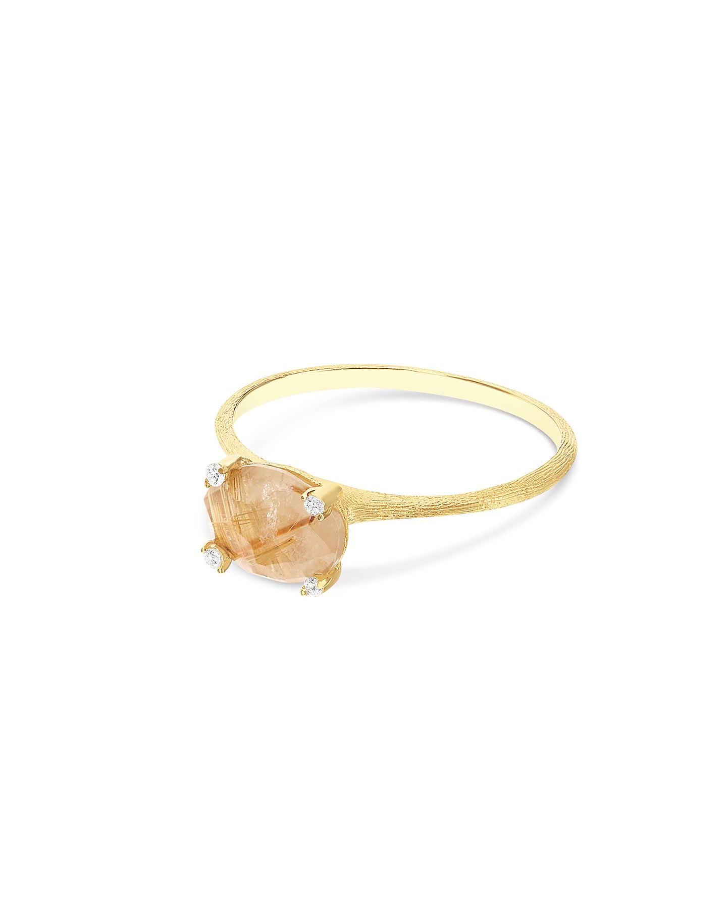 Nanis Anello "IPANEMA" in oro, quarzo rutilato giallo e dettagli di diamanti – Nanis Italian Jewels