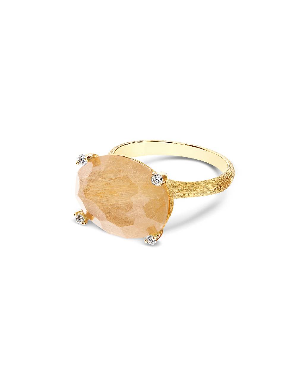 Nanis Anello "IPANEMA" in oro, quarzo rutilato giallo e dettagli di diamanti – Nanis Italian Jewels