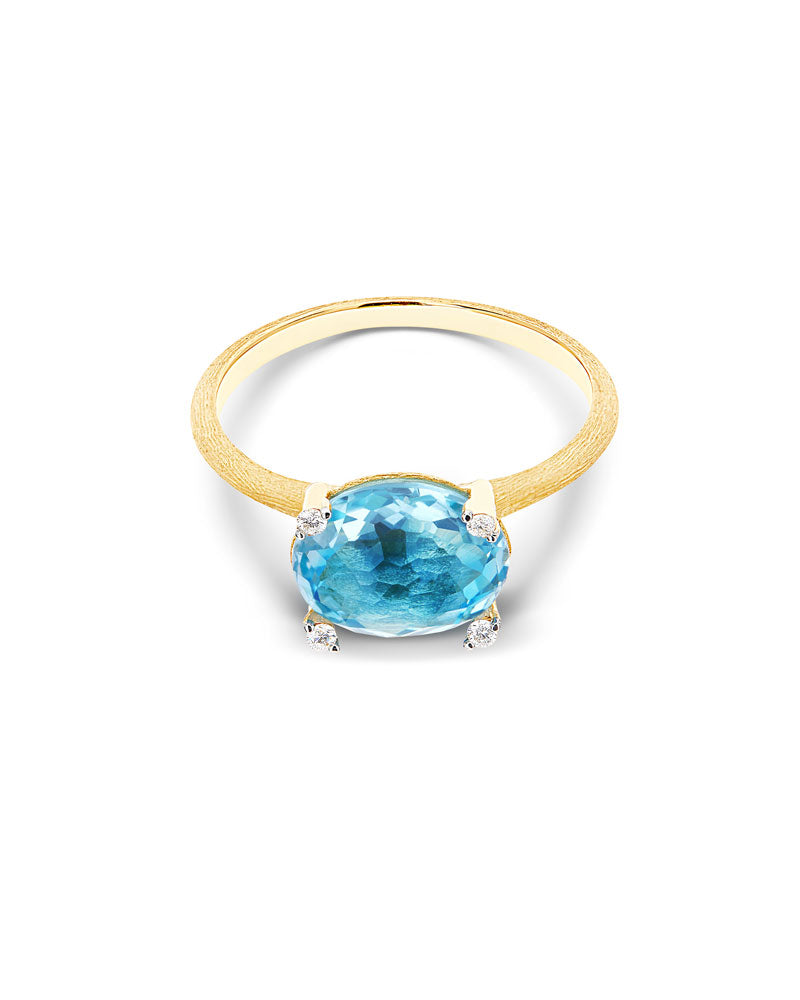 Nanis Anello "IPANEMA" In Oro, Topazio Blu E Dettagli Di Diamanti – Nanis Italian Jewels