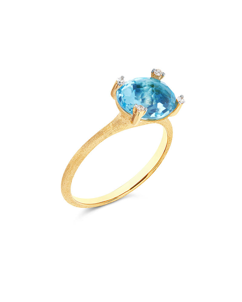 Nanis Anello "IPANEMA" in oro, topazio blu e dettagli di diamanti – Nanis Italian Jewels